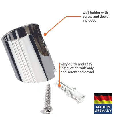 Kistenmacher Shattaf-Set Classic chrome, complete set with bidet handle, 100 cm bidet hose and wall holder - Deluxe Electricals
