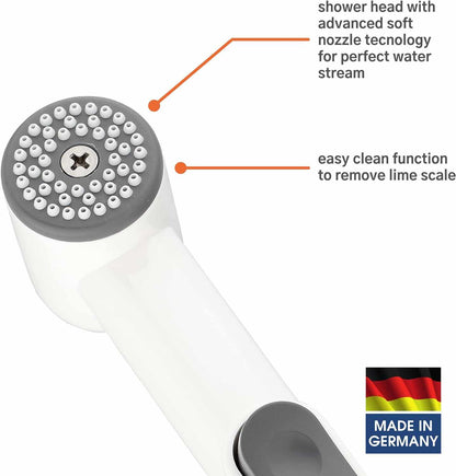 Kistenmacher Shattaf Toilet Spray Classic, White, Set with bidet handle, 100 cm flexible hose and wall holder - Deluxe Electricals
