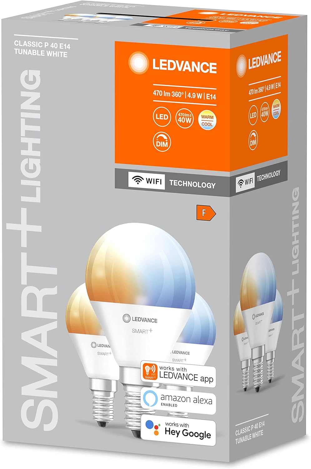 LEDVANCE Smart LEDLamp with WiFi Technology, Base: E14, Di mmable, Tunable White (2700-6500K), RGB Colors Changeable, Replaces Incandescent Lamps with 40 W, SMART+ WiFi Candle Multicolour, 1-Pack - Deluxe Electricals