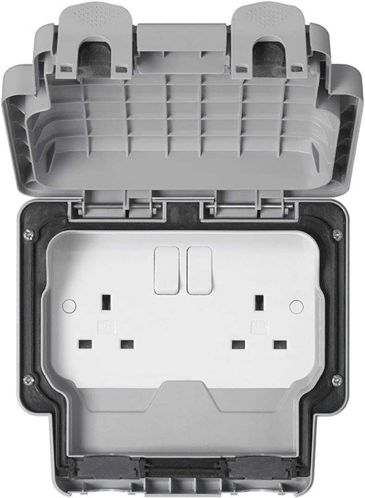 Masterseal Plus MK Masterseal Plus K56482GRY 13 amp 2-Gang Switched Socket - Deluxe Electricals