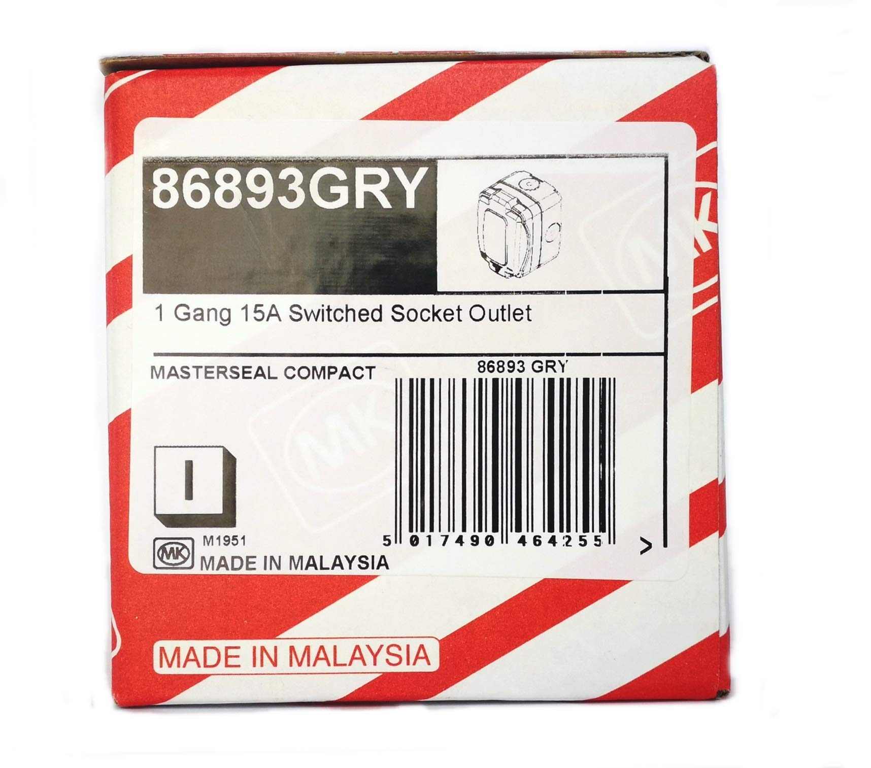 MK MASTERSEAL - 86893GRY - 15 Amps Switched Socket Outlet - Deluxe Electricals