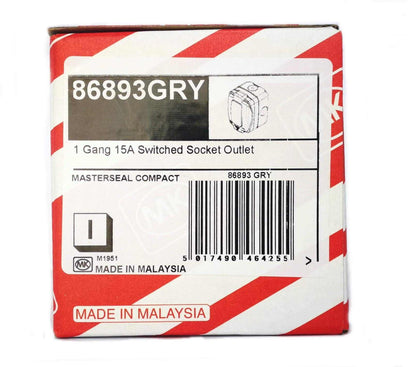 MK MASTERSEAL - 86893GRY - 15 Amps Switched Socket Outlet - Deluxe Electricals