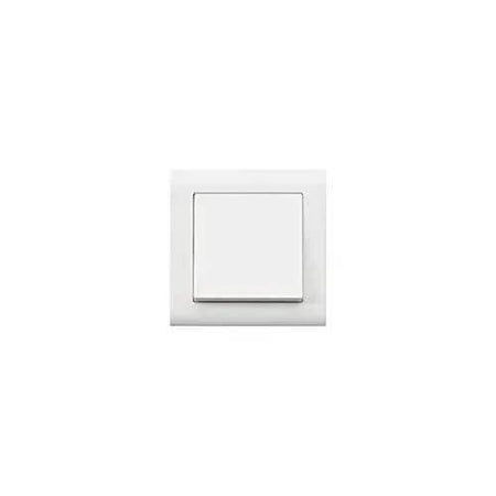 MK Essentials 10AX 1G intermediate switch with wide square rocker, white wall plate, front view UAE