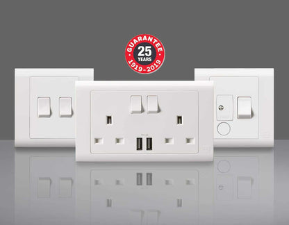 MK Essentials 13A 1G SP Switched Socket ,White MV2757WHI - Deluxe Electricals