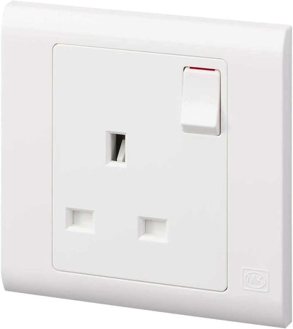 MK Essentials 13A 1G SP Switched Socket ,White MV2757WHI - Deluxe Electricals