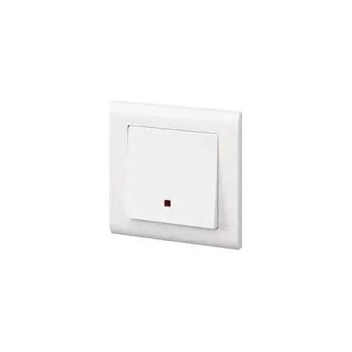 MK Electric MV4787NWHI 20AX 1G DP wide rocker switch with neon indicator on white wall plate (front view) UAE