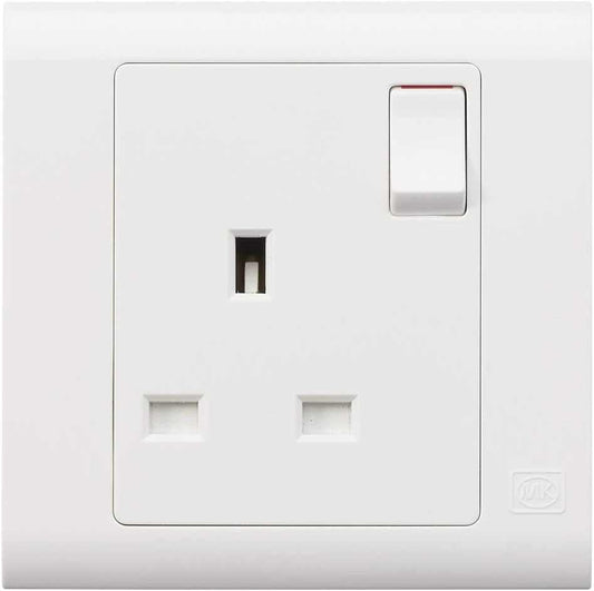 MK Essentials 13A 1G SP Switched Socket ,White MV2757WHI - Deluxe Electricals