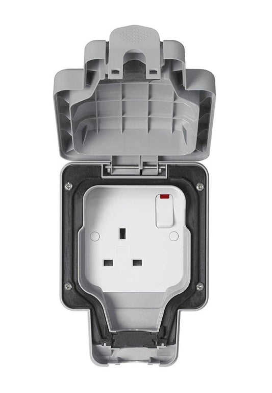 MK Masterseal Plus K56486GRY 13 amp 1-Gang Switched Socket - Deluxe Electricals