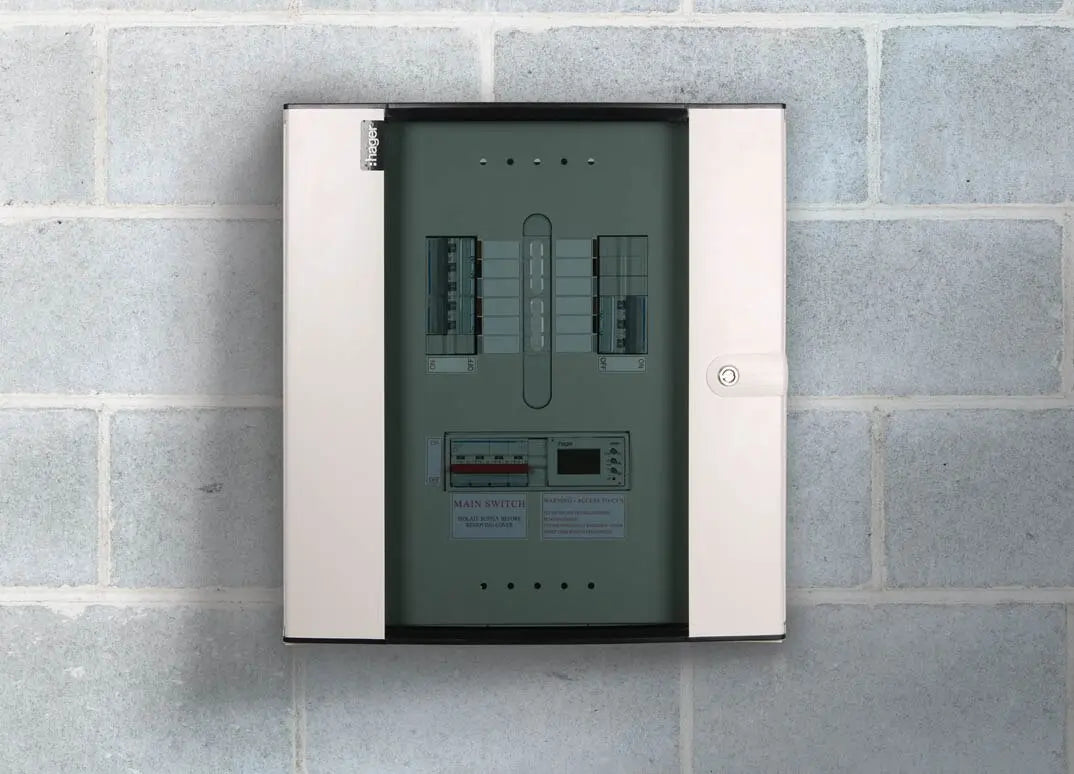 Hager commercial distribution board installation — genuine Hager installation photography (representative application)