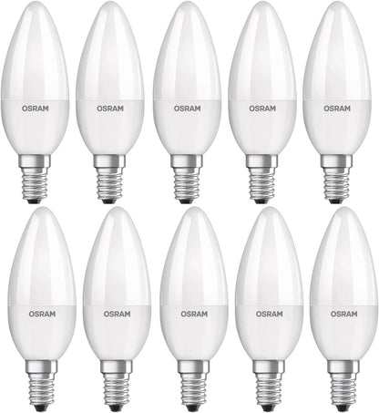 Osram E14 LED Bulb Classic B40 Value 4.9W Warm White 2700K Frosted- Pack of 10 - Deluxe Electricals