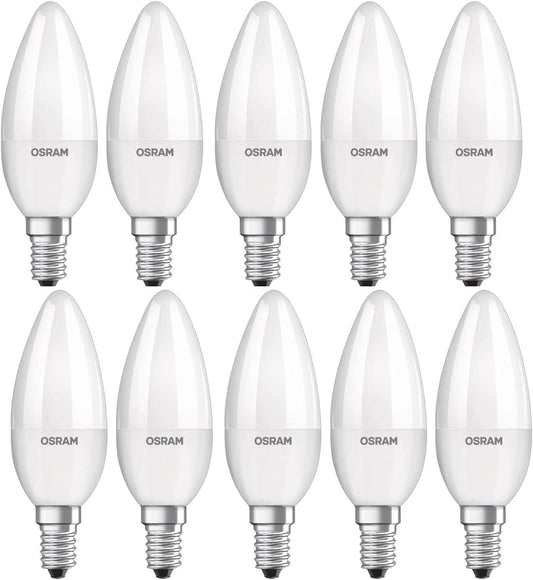 Osram E14 LED Bulb Classic B40 Value 4.9W Warm White 2700K Frosted- Pack of 10 - Deluxe Electricals