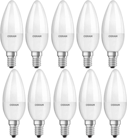 Osram Led Bulb E14 Candle Lamp 5.5W Day Light 6500K, Pack of 10 - Deluxe Electricals