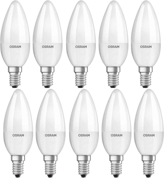 Osram Led Bulb E14 Candle Lamp 5.5W Day Light 6500K, Pack of 10 - Deluxe Electricals
