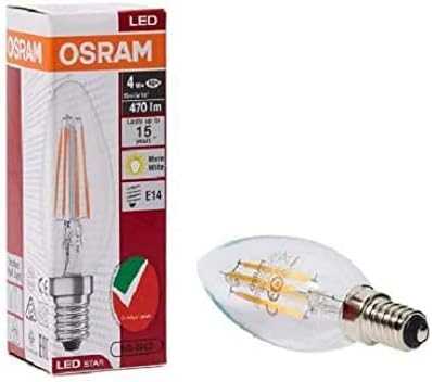 Osram LED Bulb E14 Filament Warm White 2700K 4W Classic B 40 Clear Light Non Dimmable Pack Of 10 - Deluxe Electricals