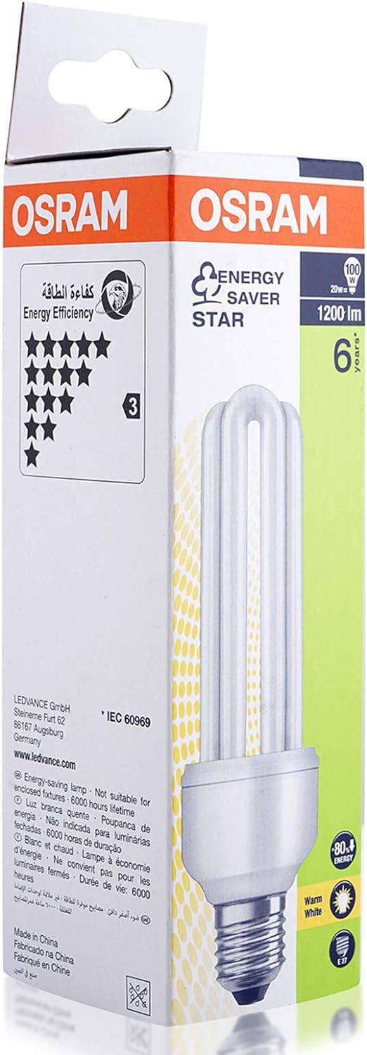 OSRAM DULUX STAR STICK | Compact fluorescent integrated, Energy Saver Lamp - 20W/827 Base E27 Warm White - Deluxe Electricals