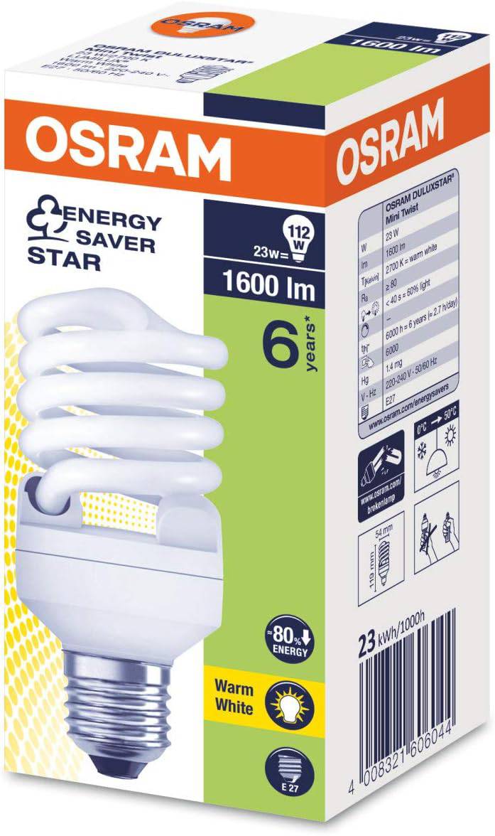 Osram Duluxstar Mini Twist 23W E27, 1600lm (Pack of 5) - Warm White - Deluxe Electricals
