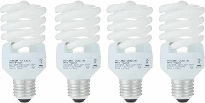 OSRAM Duluxstar Mini Twist Compact Fluorescent Integrated, Spiral Shape (23w) Screw, Base- E27, 1600 lm - Day Light 6500K /Energy Class A (Pack of 4) - Deluxe Electricals