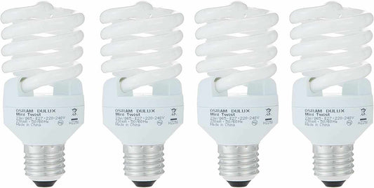 OSRAM Duluxstar Mini Twist Compact Fluorescent Integrated, Spiral Shape (23w) Screw, Base- E27, 1600 lm - Day Light 6500K /Energy Class A (Pack of 4) - Deluxe Electricals