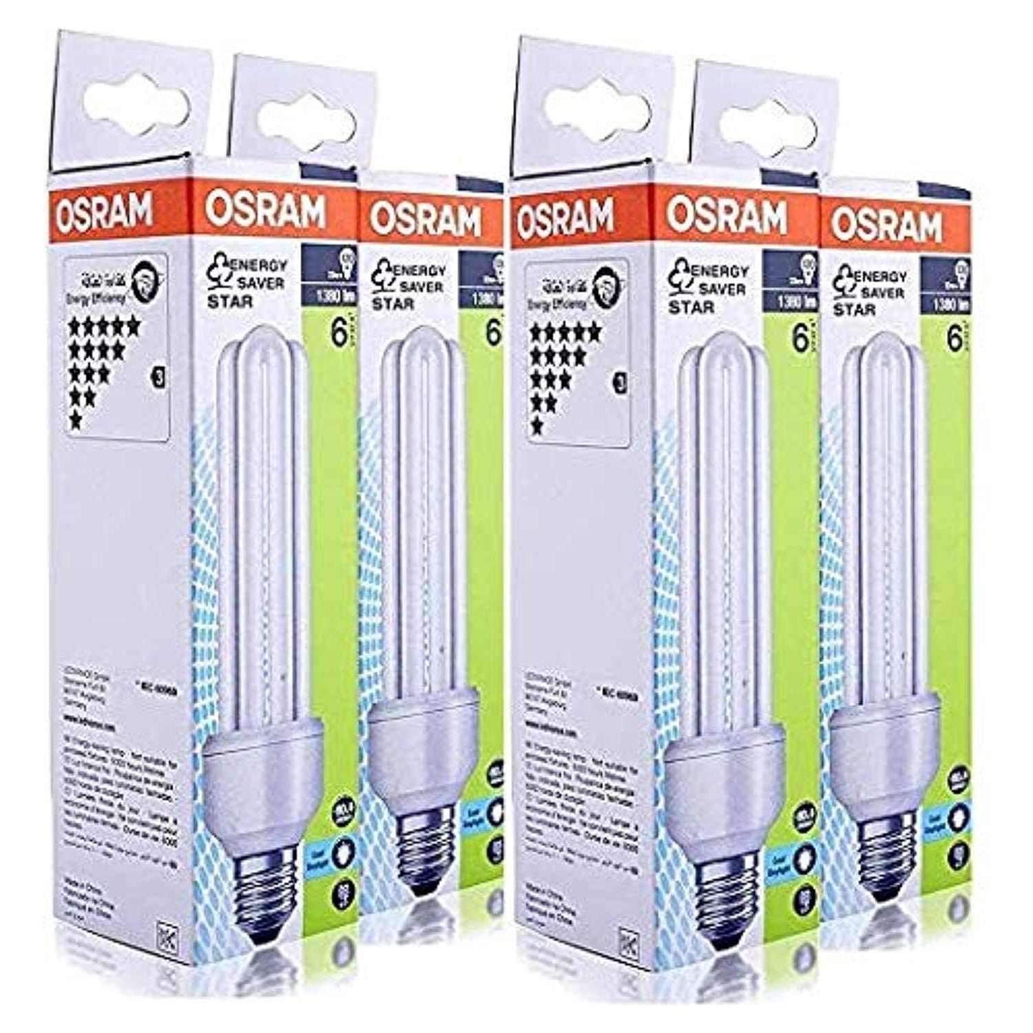 Osram Energy Saver 23W Screw - Base E27, 1380 lm Warm White (Bundle- Pack of 4) - Deluxe Electricals