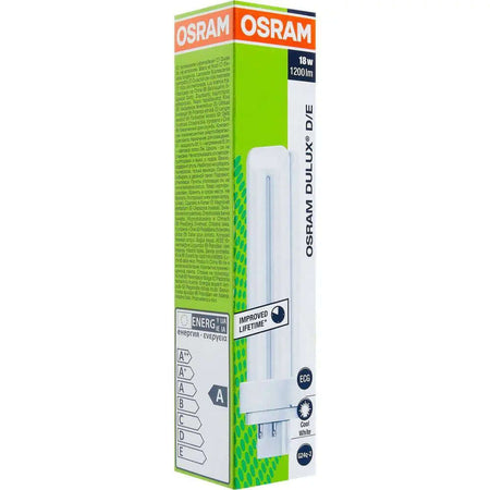 Osram PL lamp Dulux D/E 18W 4-pin G24q-2, 1800 lm, cool white 4000K, packaging image UAE