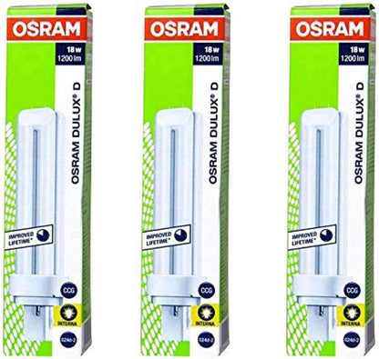 Osram Dulux D 18W 2 Pin CFL Bulb Warm White - Pack of 3 - Deluxe Electricals