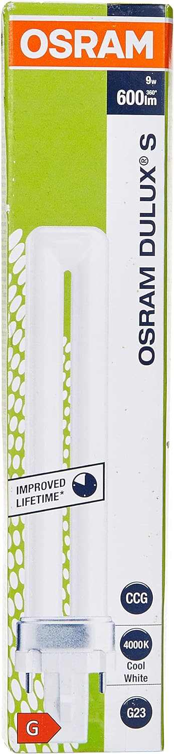 Osram G23 Dulux S Lamp in Cool CFL Bulb - 9 W, Cool Daylight - Deluxe Electricals