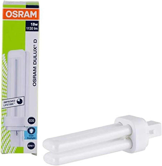 Osram PL Lamp Dulux D 18W 2Pin G24d-2, 1800Lm 6500K - Deluxe Electricals