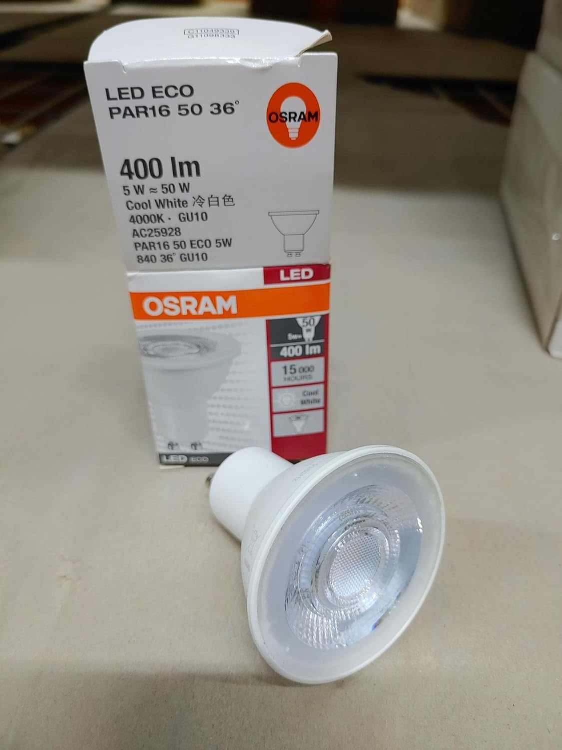 Osram Led Eco PAR16 5W/830 GU10 Warm White Non-Dimmable Bulb Pack Of 10 - Deluxe Electricals
