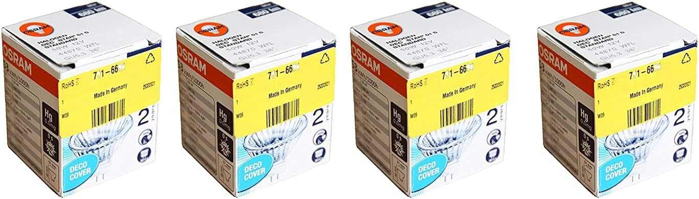 Osram GU5.3 Socket, 12V, 50W 36D, Warm White/2700K - 4 Pack - Deluxe Electricals
