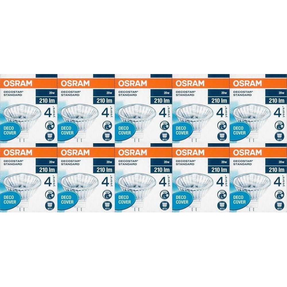 Osram Pack of 10 Halogen Lamp Decostar 51S 12V 20W 36° GU 5.3 - Deluxe Electricals