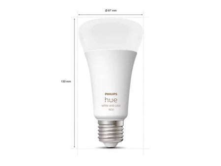 Philips Hue E27 1600lm White and Colour Ambiance smart bulb angled view