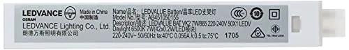 Ledvance 7W LED 2FT Batten Light – Daylight; white end cap with label showing Ledvance/OSRAM logos and specs.