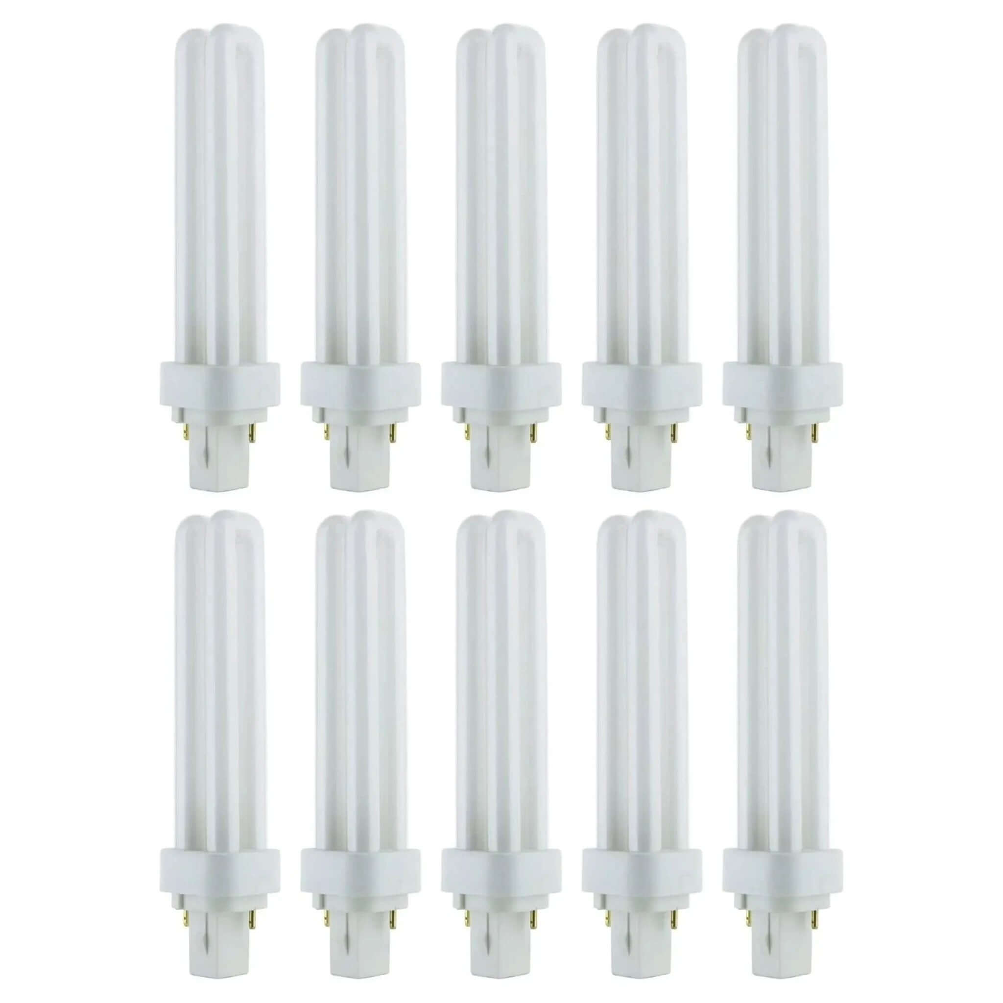 Osram Dulux-D 18W G24d-2 CFL lamps, 12-pack; white compact fluorescent tubes with two-pin bases. UAE