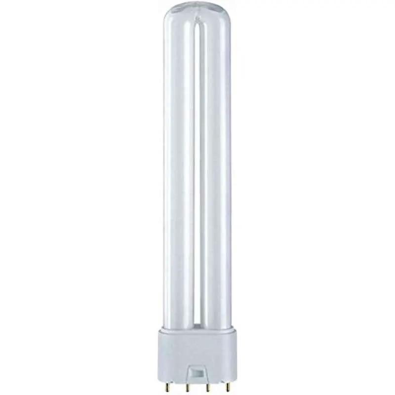 Osram Dulux-L 24W 2G11 4-pin CFL lamp, front view, two-tube U-shaped design, warm white 830