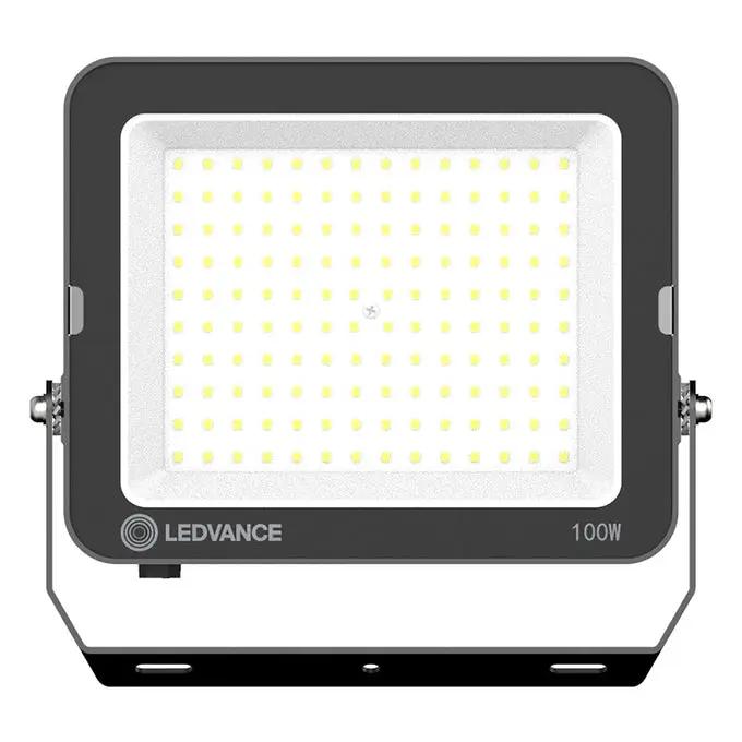 Ledvance LED Value Floodlight 100W IP65 G3, cool daylight, front view showing LED array and logo.
