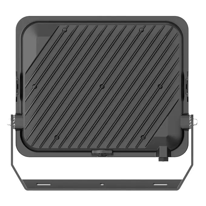 Ledvance LED Value Floodlight 100W IP65 G3, cool daylight, grey unit with diagonal ribbed front and mounting bracket.