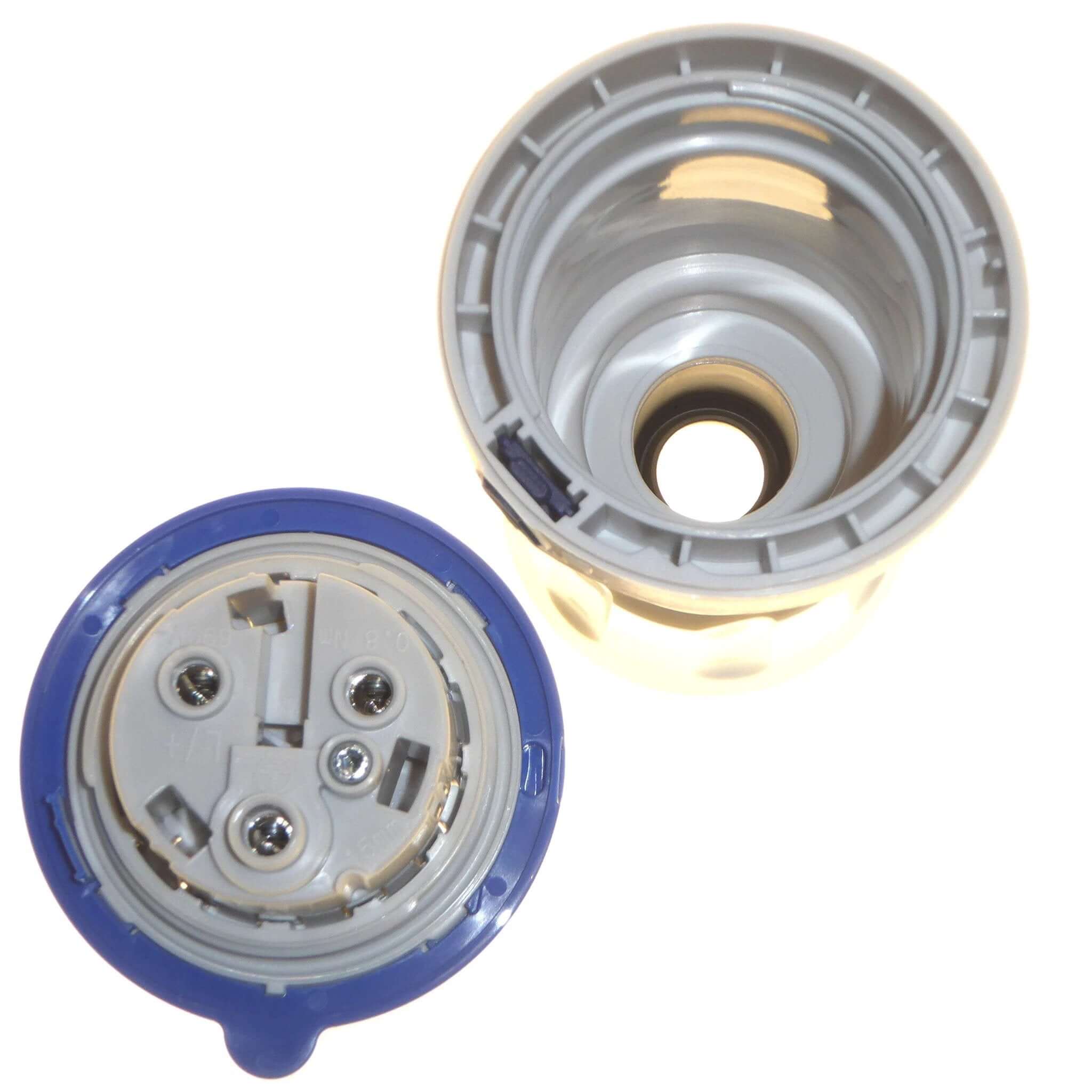 Gewiss GW60015H straight plug, blue outer ring with gray inner connector, 32A 2P+E, IP44/IP54, 230V UAE