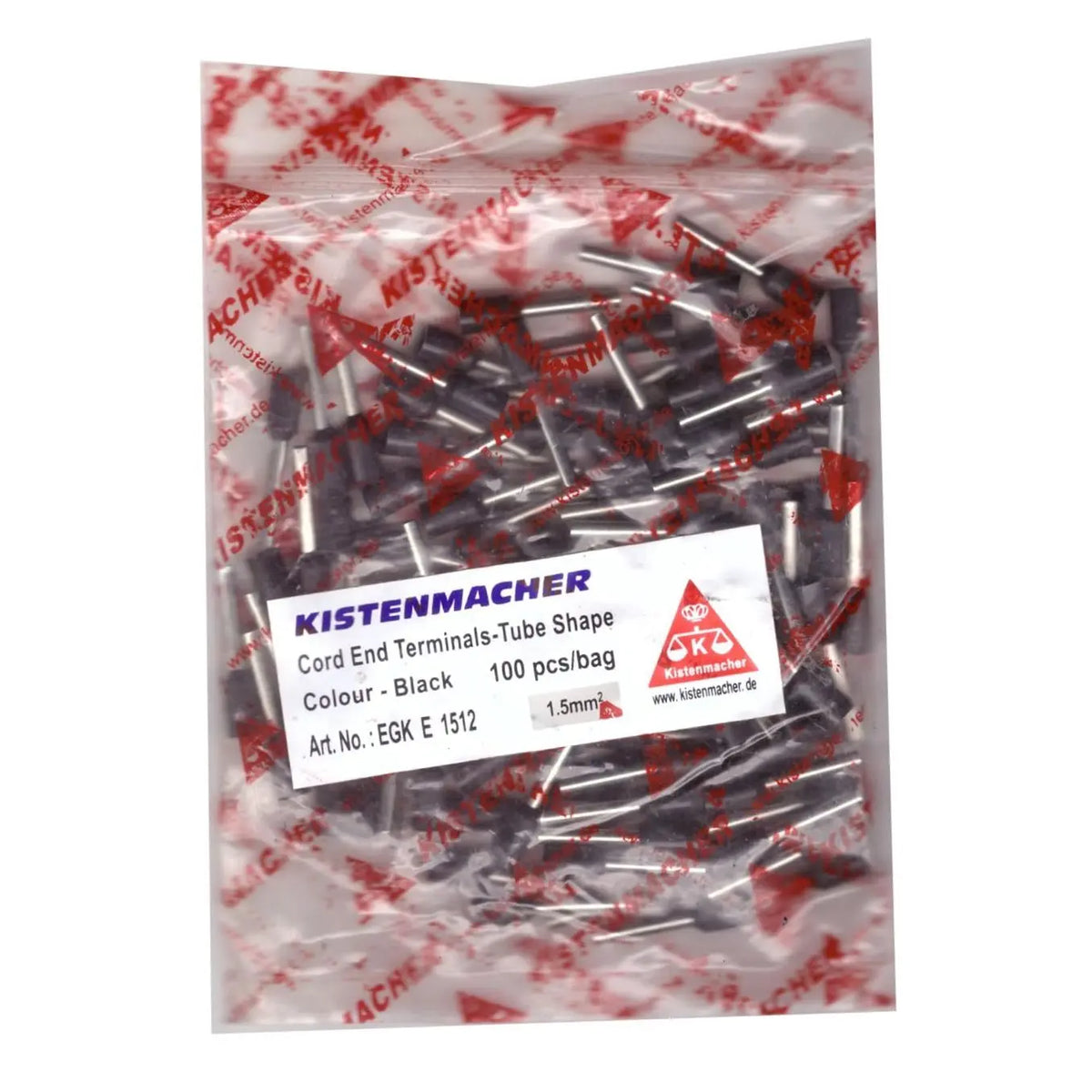Kistenmacher insulated ferrules bag with 100 black 1.5mm tubular cord end terminals UAE
