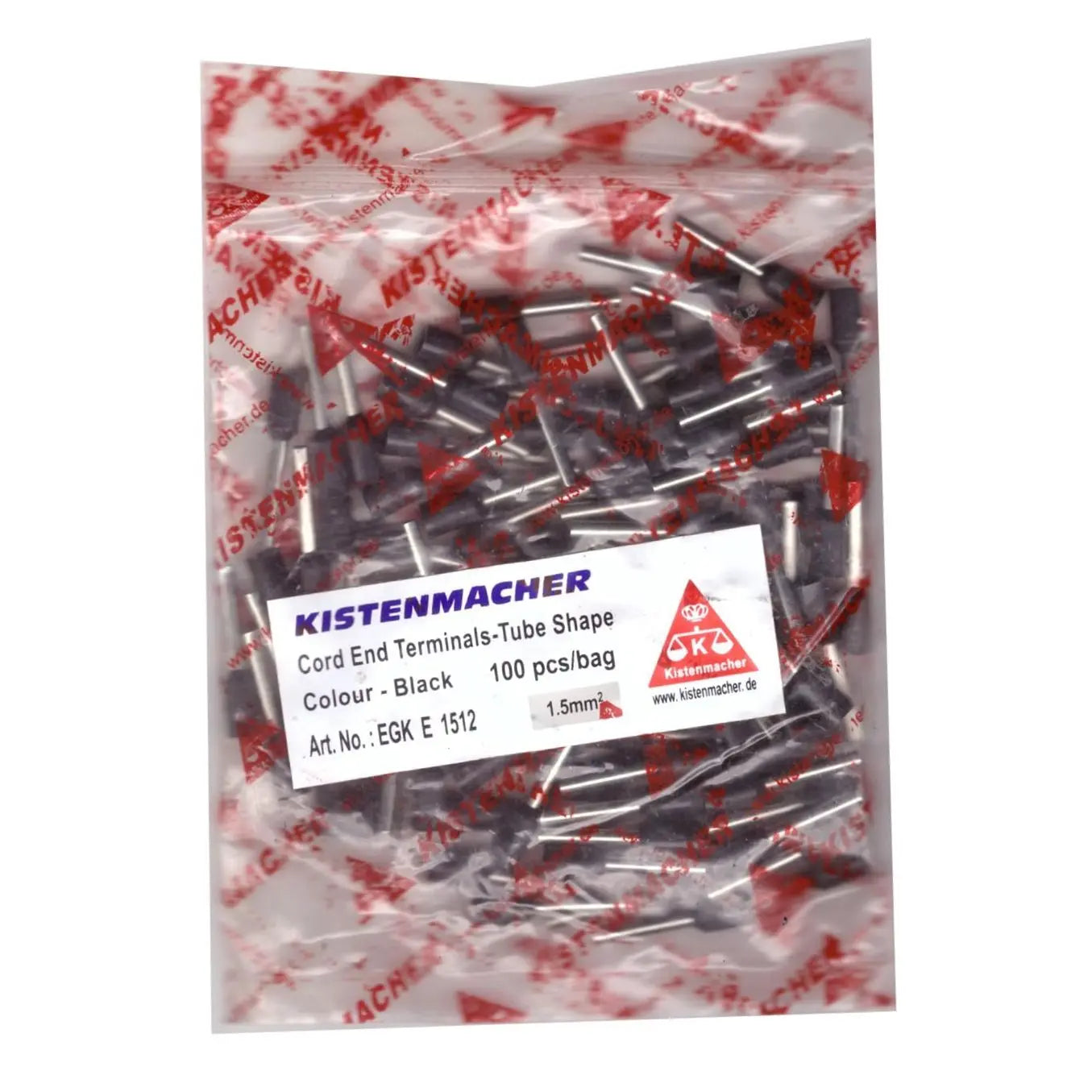Kistenmacher insulated ferrules bag with 100 black 1.5mm tubular cord end terminals UAE