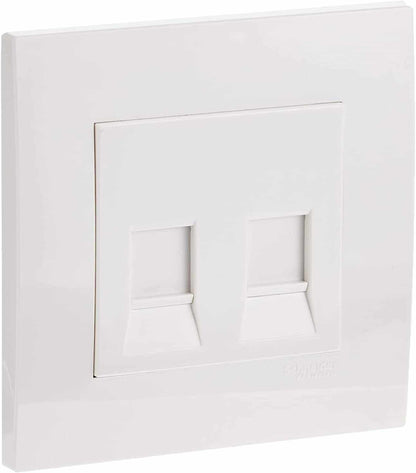 Schneider Electric Vivace, 2 Gang, Data Socket with Shutter, White, KB32RJK - Deluxe Electricals