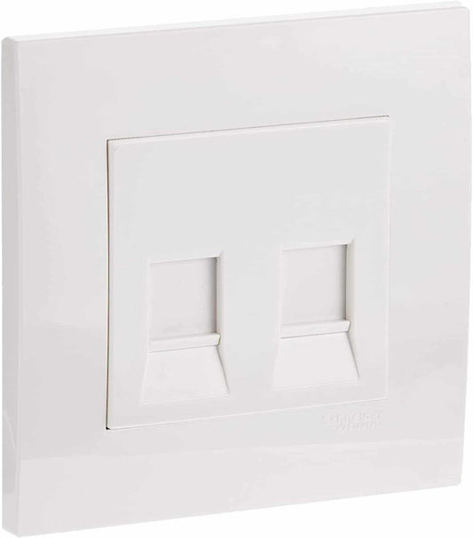 Schneider Electric Vivace, 2 Gang, Data Socket with Shutter, White, KB32RJK - Deluxe Electricals