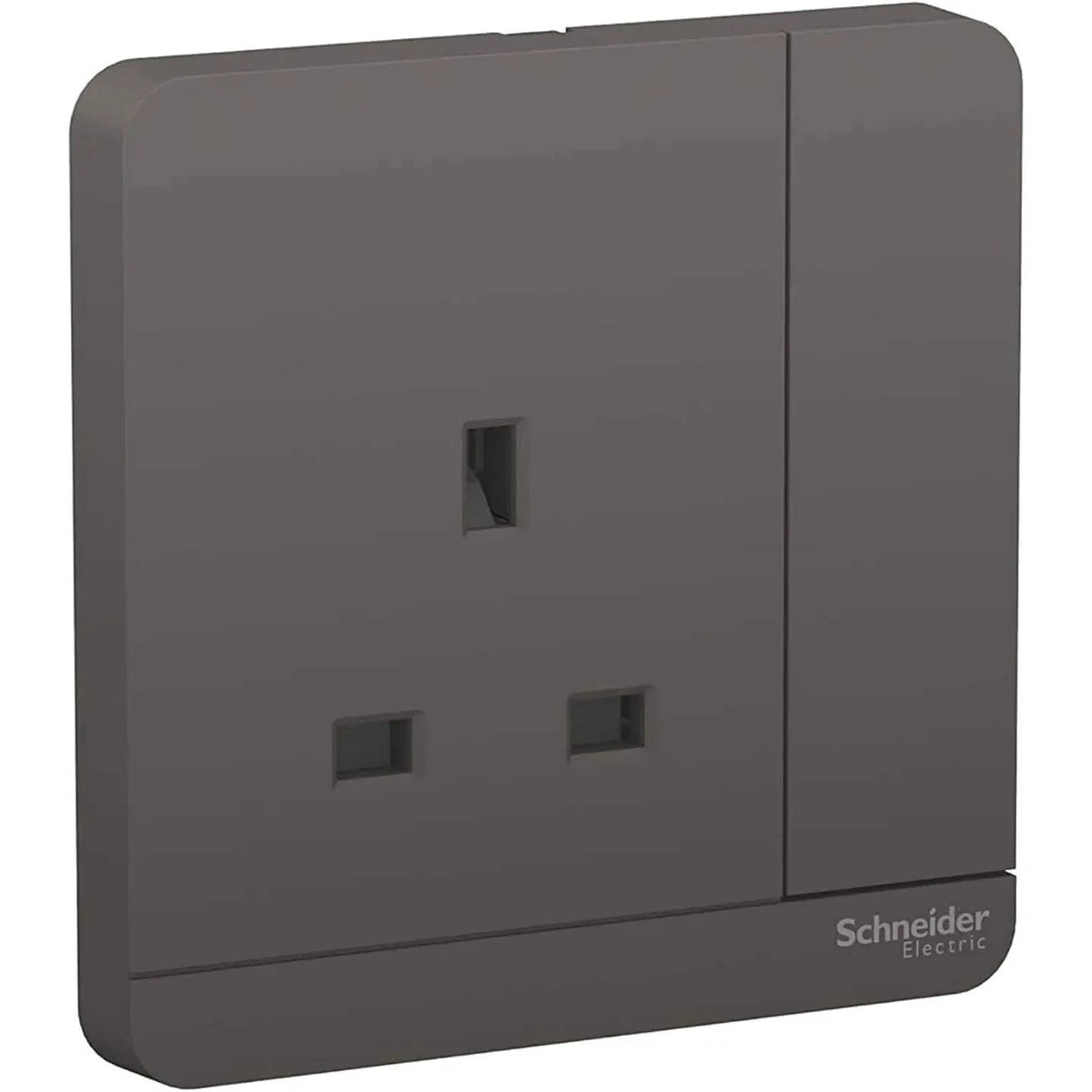 Schneider Electric AvatarOn 1-Gang socket, E8315_DG_G12, 13A 250V, dark grey, front view UAE