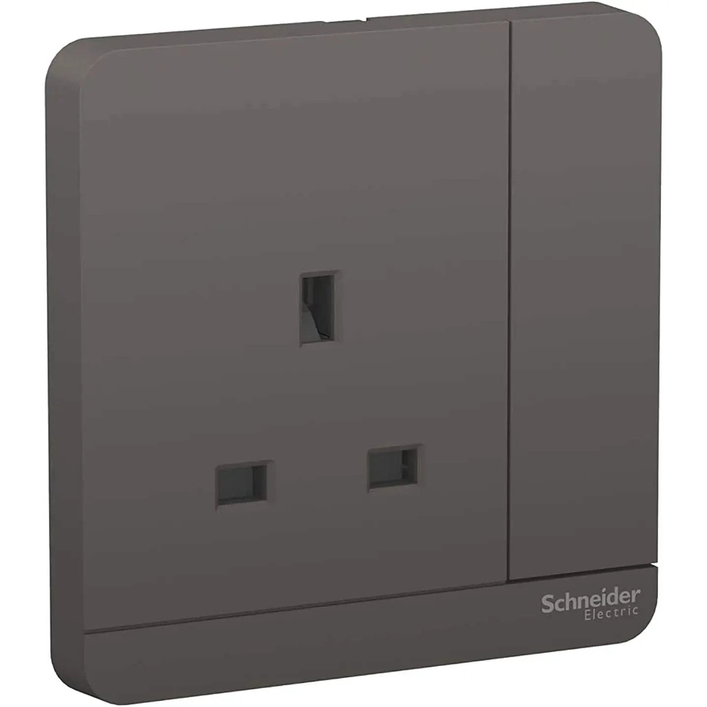 Schneider Electric AvatarOn 1-Gang socket, E8315_DG_G12, 13A 250V, dark grey, front view UAE