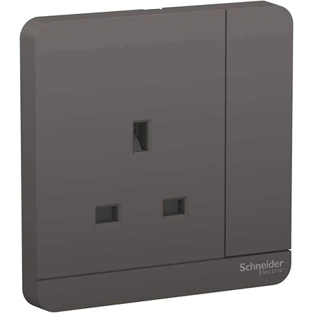 Schneider Electric AvatarOn 1-Gang socket, E8315_DG_G12, 13A 250V, dark grey, front view UAE