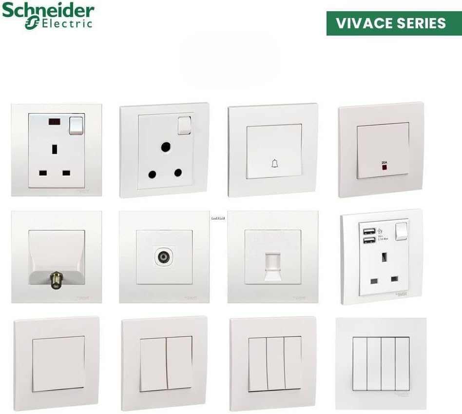 Schneider Electric Vivace, 2 Gang, Socket, 13A 250V, White, KB25 - Deluxe Electricals