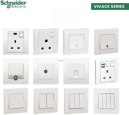 Schneider Electric Vivace, 2 Gang, Socket, 13A 250V, White, KB25 - Deluxe Electricals