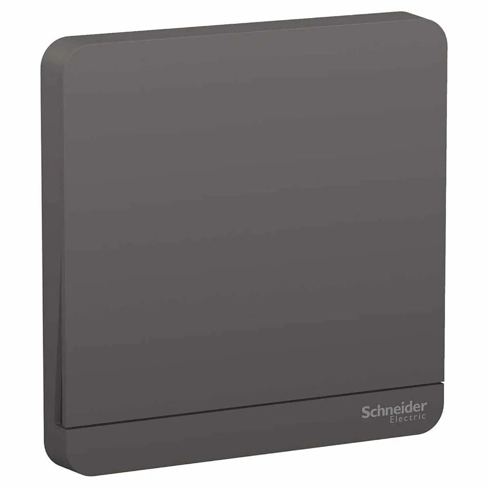 AvatarOn 1-Gang dark grey wall switch plate by Schneider Electric, 16AX 250V, front view, model E8331L1_DG UAE