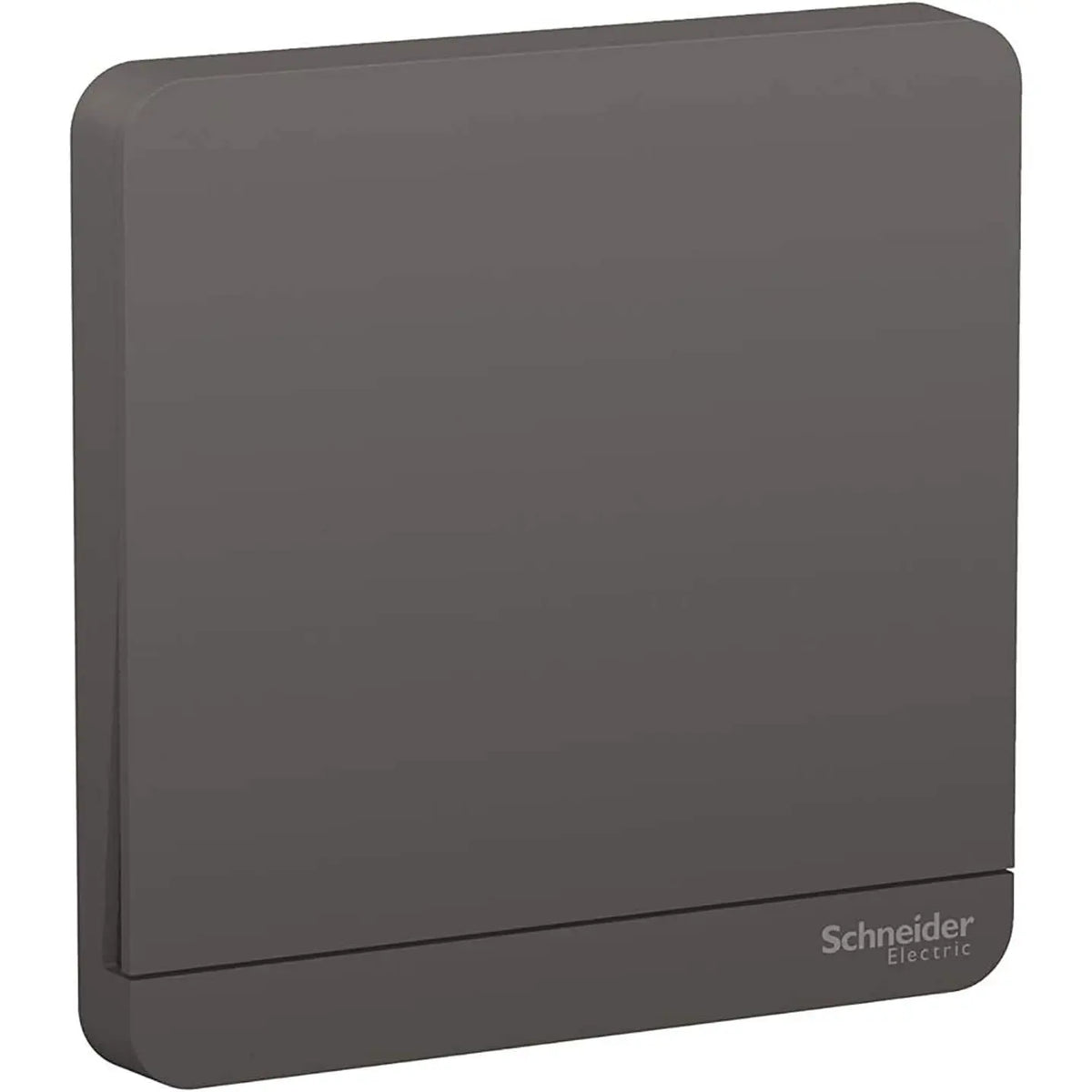 Schneider Electric AvatarOn 1-gang two-way switch, 16AX 250V, dark grey, front view with brand logo. UAE