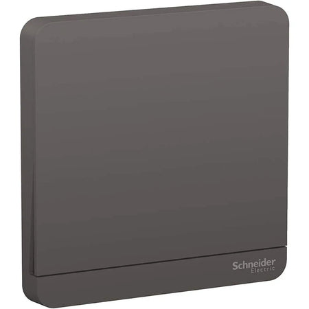 Schneider Electric AvatarOn 1-gang two-way switch, 16AX 250V, dark grey, front view with brand logo. UAE