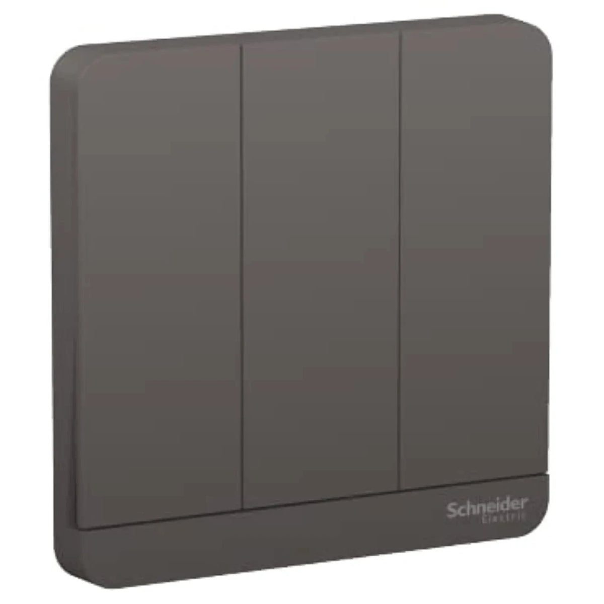 Schneider Electric AvatarOn 3-Gang switch, dark grey, 16AX 250V, model E8333L1_DG, front view UAE
